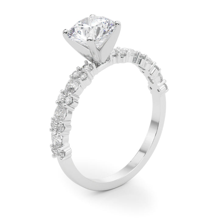 Lovelle Nature Inspired Engagement Ring in 9K Round White Gold