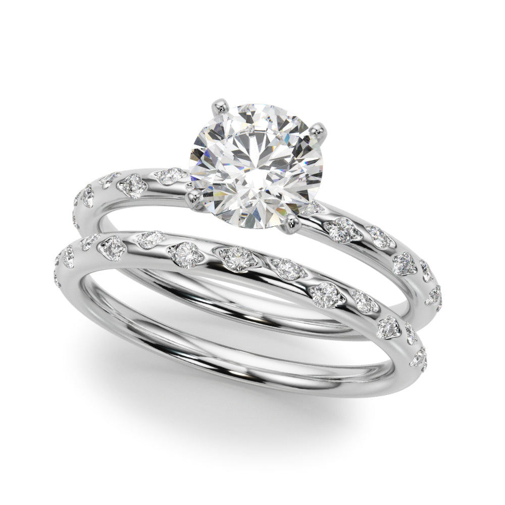 Radiant Side Stone Bezel Engagement Ring