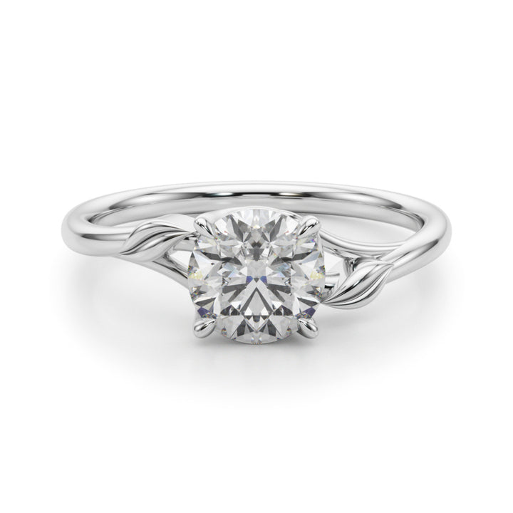 Daffodil solitaire Engagement Ring in 9K Round White Gold