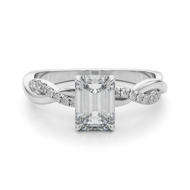 Ethereal Twisted Pave Engagement Ring in 9K Round White Gold