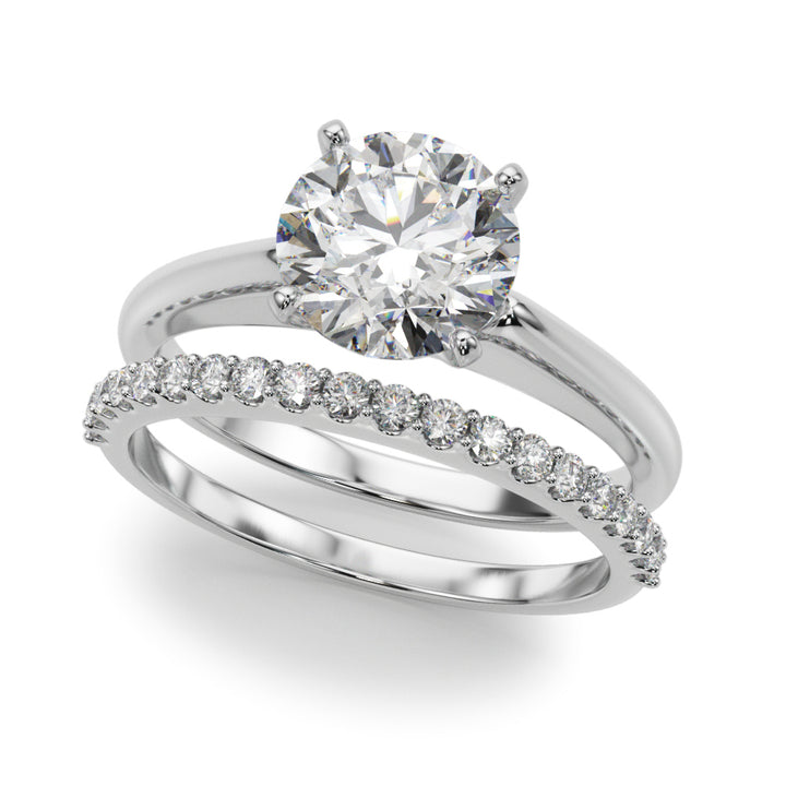 Azalea Solitaire Engagement Ring in 9K Round White Gold