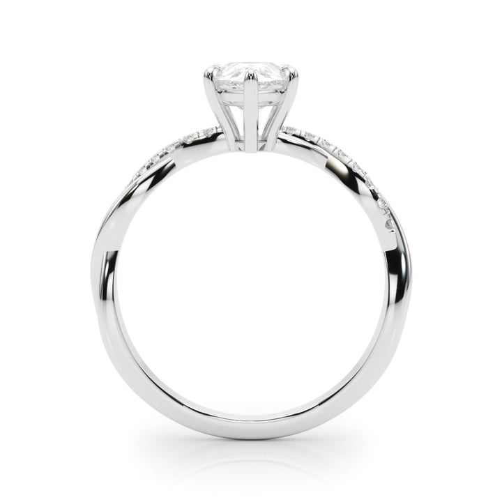 Beau Twisted Pave Engagement Ring in 9K Round White Gold