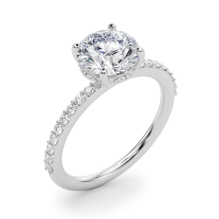 Byron Hidden Halo Engagement Ring in 9K Round White Gold