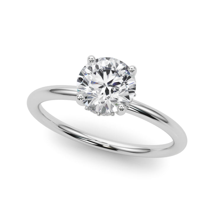 Floris Hidden Halo Engagement Ring in 9K Round White Gold