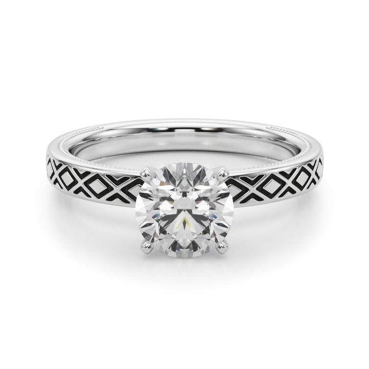Evera Vintage Xo Engagement Ring in 9K Round White Gold