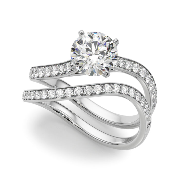 Celestine Twisted Pave Engagement Ring in 9K Round White Gold