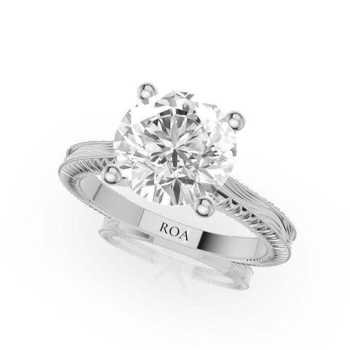 Selene Vintage Engagement Ring in Round White Gold