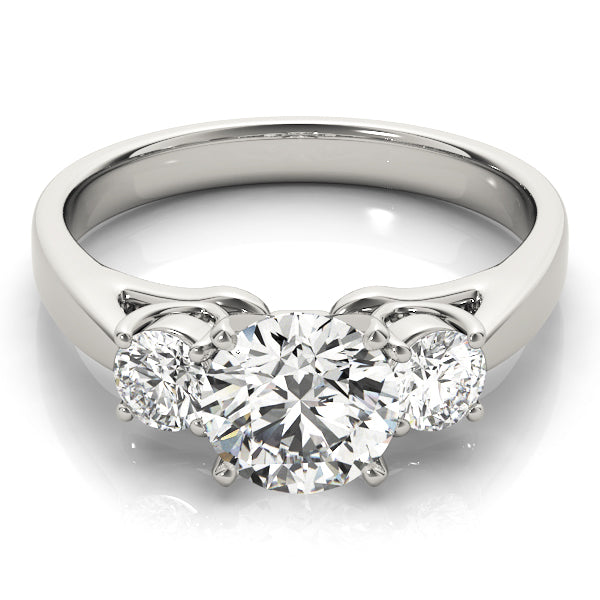 Lithgow Three Stone Round Cut Engagement Ring in 9K Round White Gold
