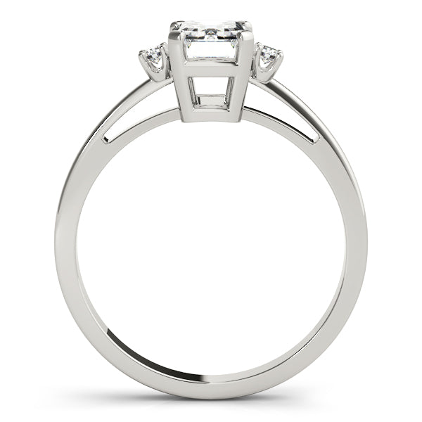 Lumina Three Stone Emerald Engagement Ring in 9K Round White Gold