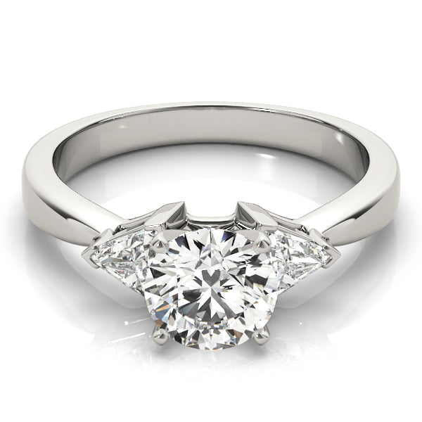 Kalgoorlie Three Stone Trillion Engagement Ring in 9K Round White Gold