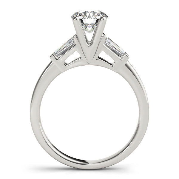 Luminis Three Stone Trillion Engagement Ring in 9K Round White Gold