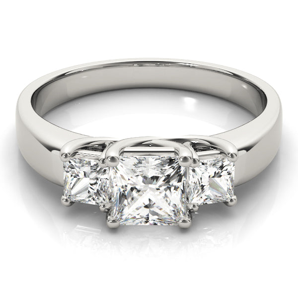 Mudgee Three Stone Princess Cut Engagement Ring in 9K Round White Gold