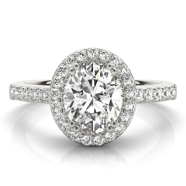 Moira Halo Pave Engagement Ring in 9K Round White Gold
