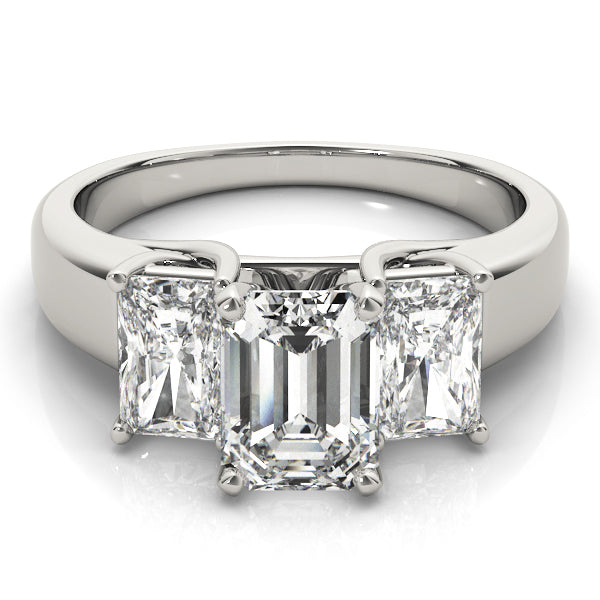 Noarlunga Three Stone Engagement Ring in 9K Round White Gold