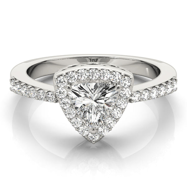 Sienna Halo Pave Engagement Ring in 9K Round White Gold