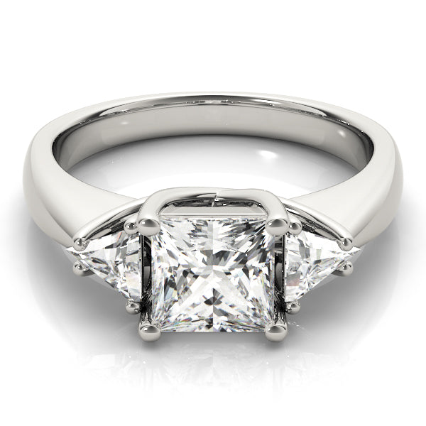 Mooloolaba Half Bezel Three Stone Engagement Ring in 9K Round White Gold