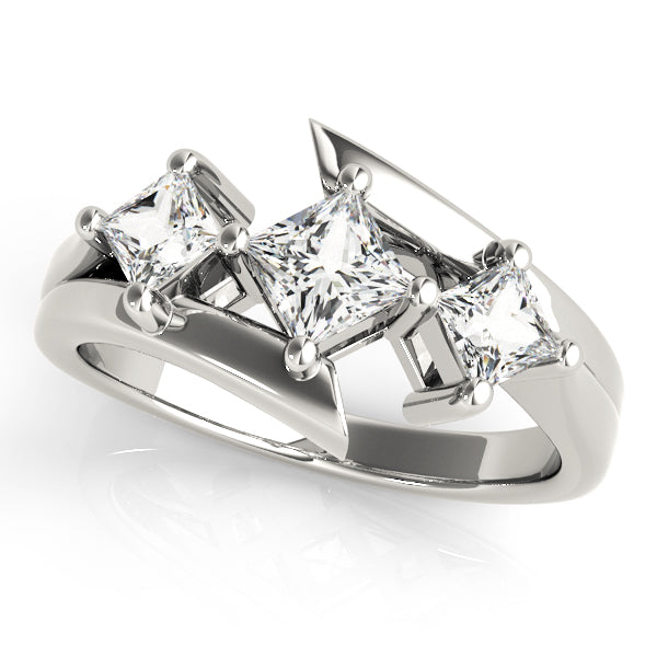 Renmark Three Stone Princess Twisted Engagement Ring