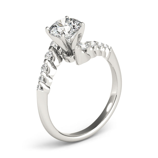 Gemora Side Stone Bypass Engagement Ring in 9K Round White Gold