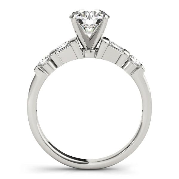 Dreama Side Stone Engagement Ring in 9K Round White Gold