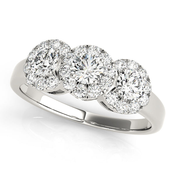 Longreach Three Stone Halo Engagement Ring