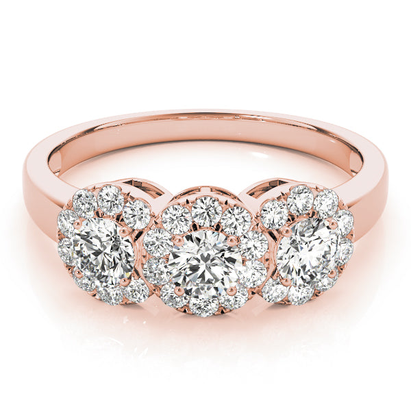 Longreach Three Stone Halo Engagement Ring