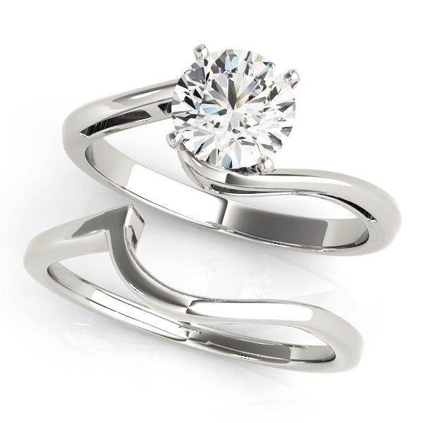 Foxglove Twisted solitaire Engagement Ring in 9K Round White Gold
