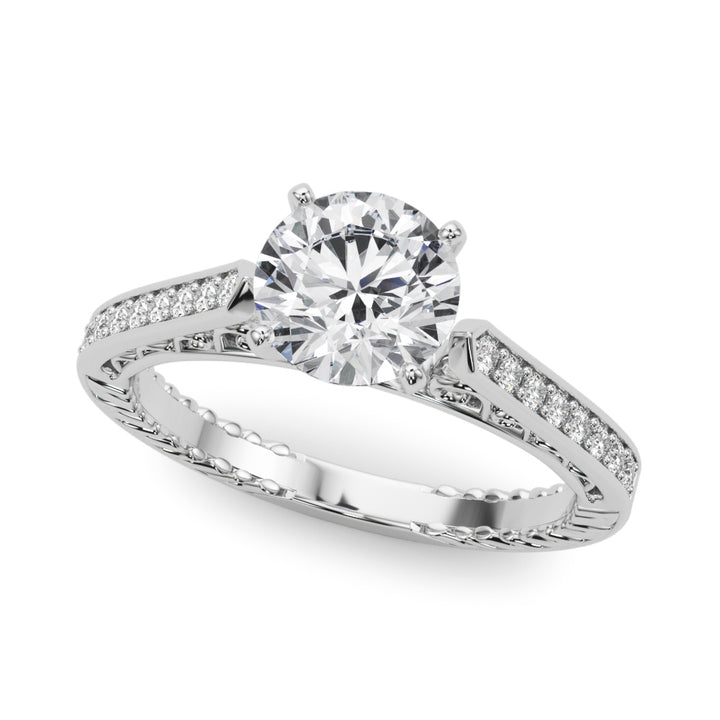 Empyrea Royal Vintage Engagement Ring in 9K Round White Gold