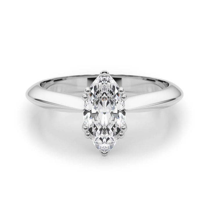 Yarrow Double Prong Marquise Engagement Ring in 9K Round White Gold