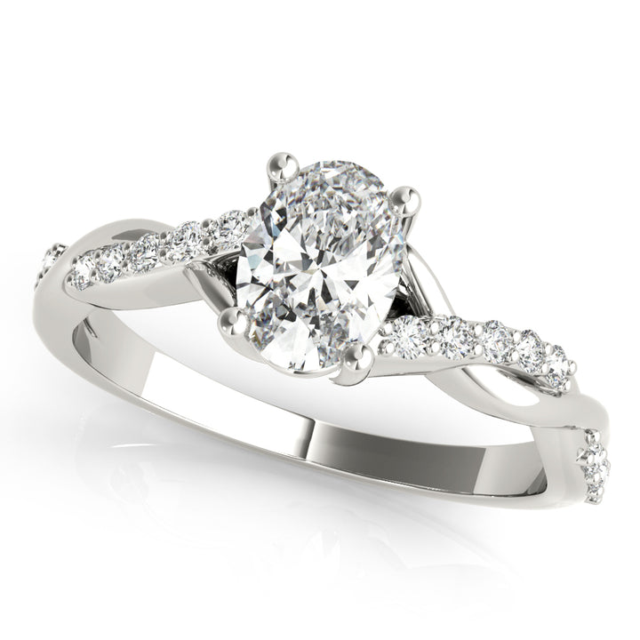 Aurelian Twisted Pave Engagement Ring in 9K Round White Gold