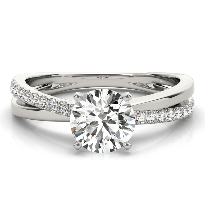 Tranquil Twisted Pave Engagement Ring in 9K Round White Gold