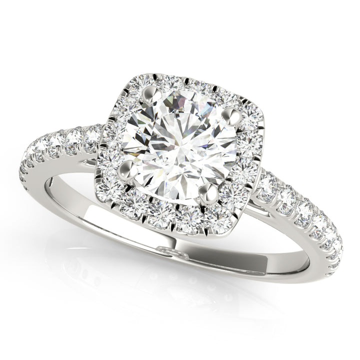 Eden Cathedral Halo Engagement Ring in 9K Round White Gold