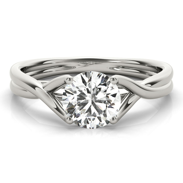 Zephyra Criss Cross solitaire Engagement Ring in Round 9K White Gold