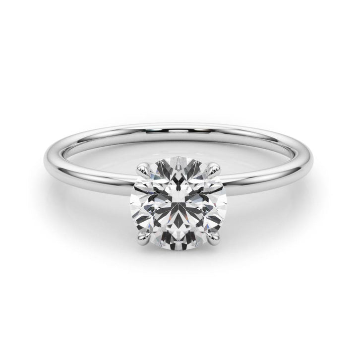 Lavender Basket solitaire Engagement Ring in 9K Round White Gold