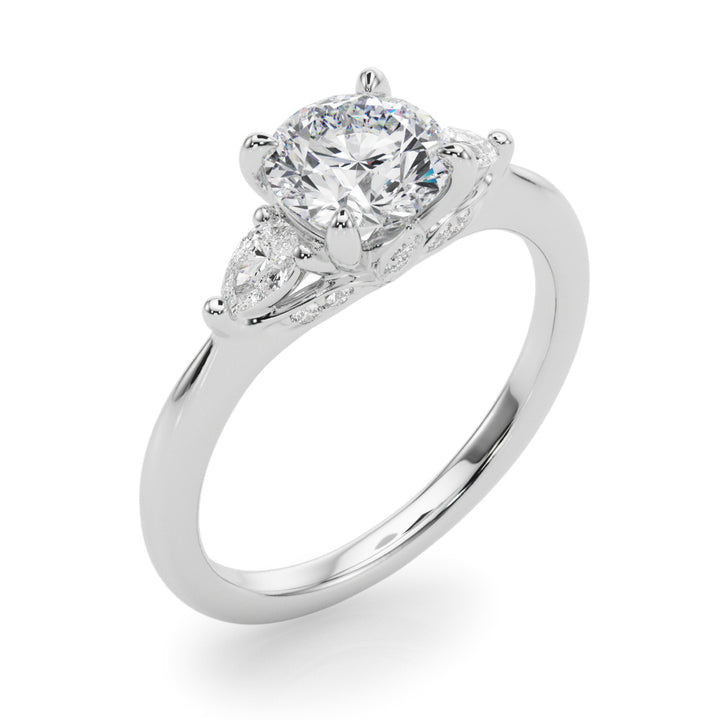 Imperial Three Stone Engagement Ring in 9K Round White Gold