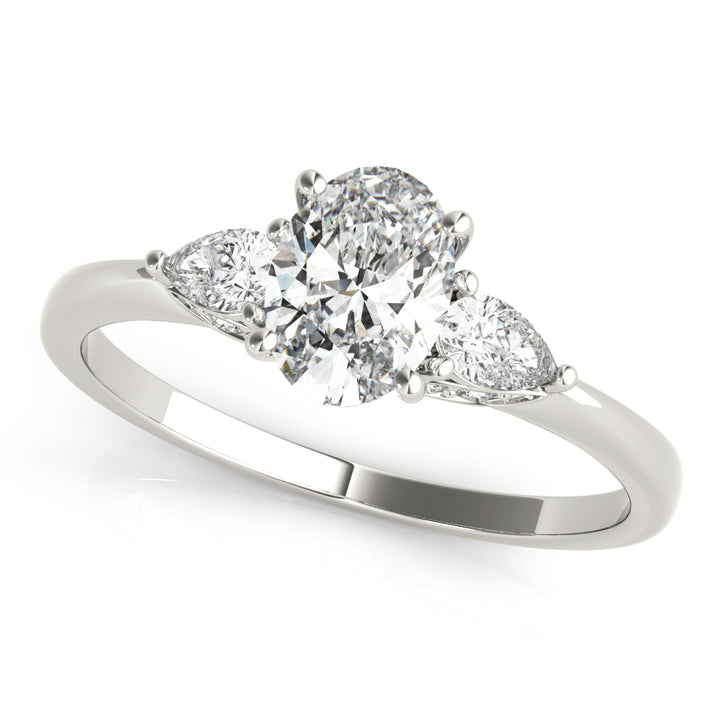 Ingham Trillion Hidden Halo Engagement Ring in 9K Round White Gold