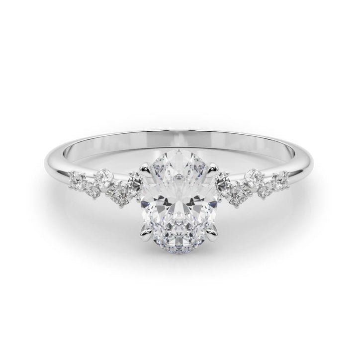 Verve Side Stone Engagement Ring in 9K Round White Gold