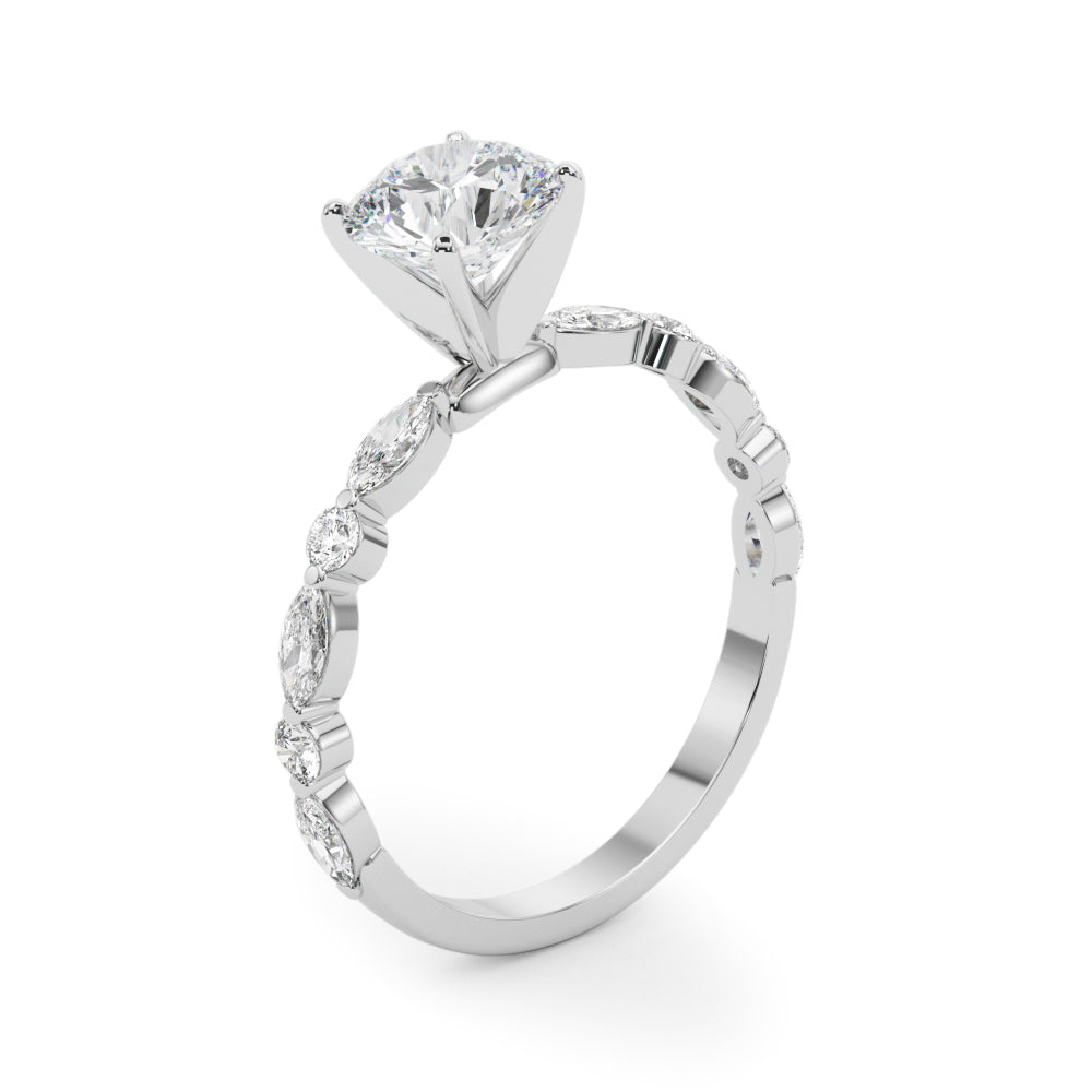 Aurielle Marquise Pave Side Stone Engagement Ring