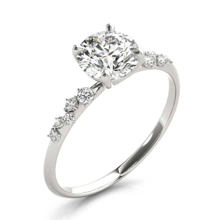 Royale Side Stone Engagement Ring in 9K Round White Gold