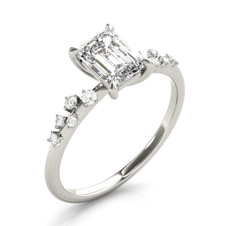 Gala Side Stone Engagement Ring in 9K Round White Gold