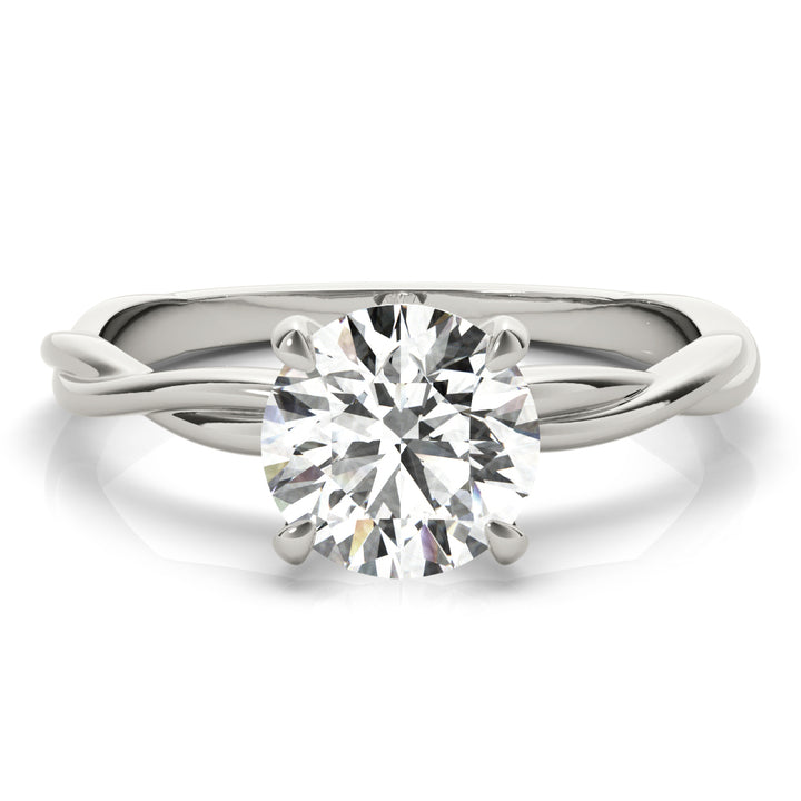 Jasmine Twisted solitaire Engagement Ring in 9K Round White Gold