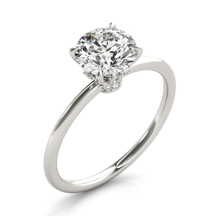 Fuchsia Hidden Halo Engagement Ring in 9K Round White Gold