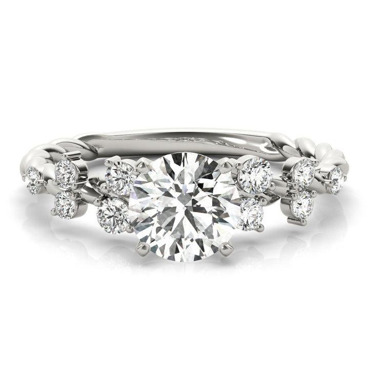 Mirabella Twisted Side Stone Engagement Ring in 9K Round White Gold