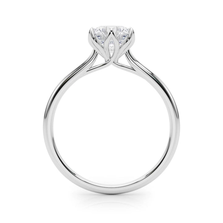 Aster Feather Thin solitaire Engagement Ring in 9K Round White Gold