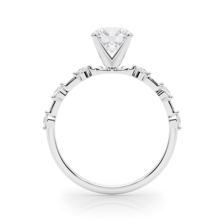Livia Feature Thin Side Stone Engagement Ring in 9K Round White Gold