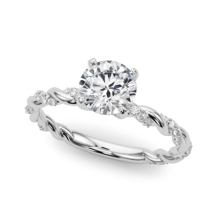Refined Twisted Single Pave Engagement Ring