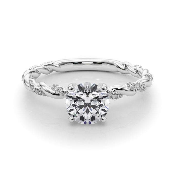 Refined Twisted Single Pave Engagement Ring
