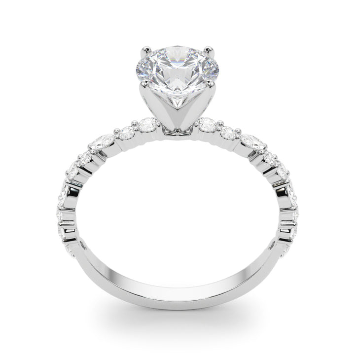 Elegance Multi Side Stone Engagement Ring in 9K Round White Gold