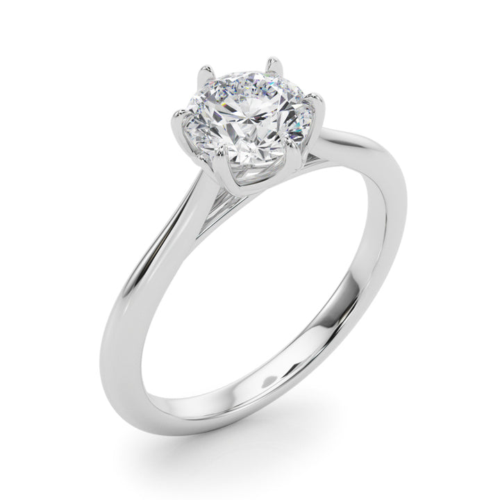 Hellebore Six Prong Solitaire Engagement Ring in 9K Round White Gold