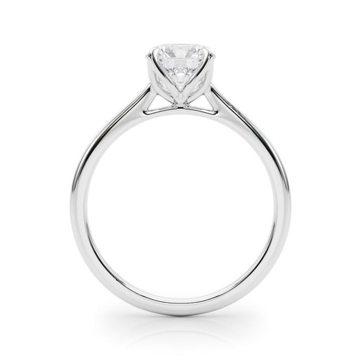 Petunia Leaf solitaire Engagement Ring in 9K Round White Gold