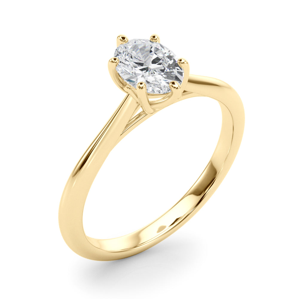 Sunflower Six Prong Oval Solitare Engagement Ring
